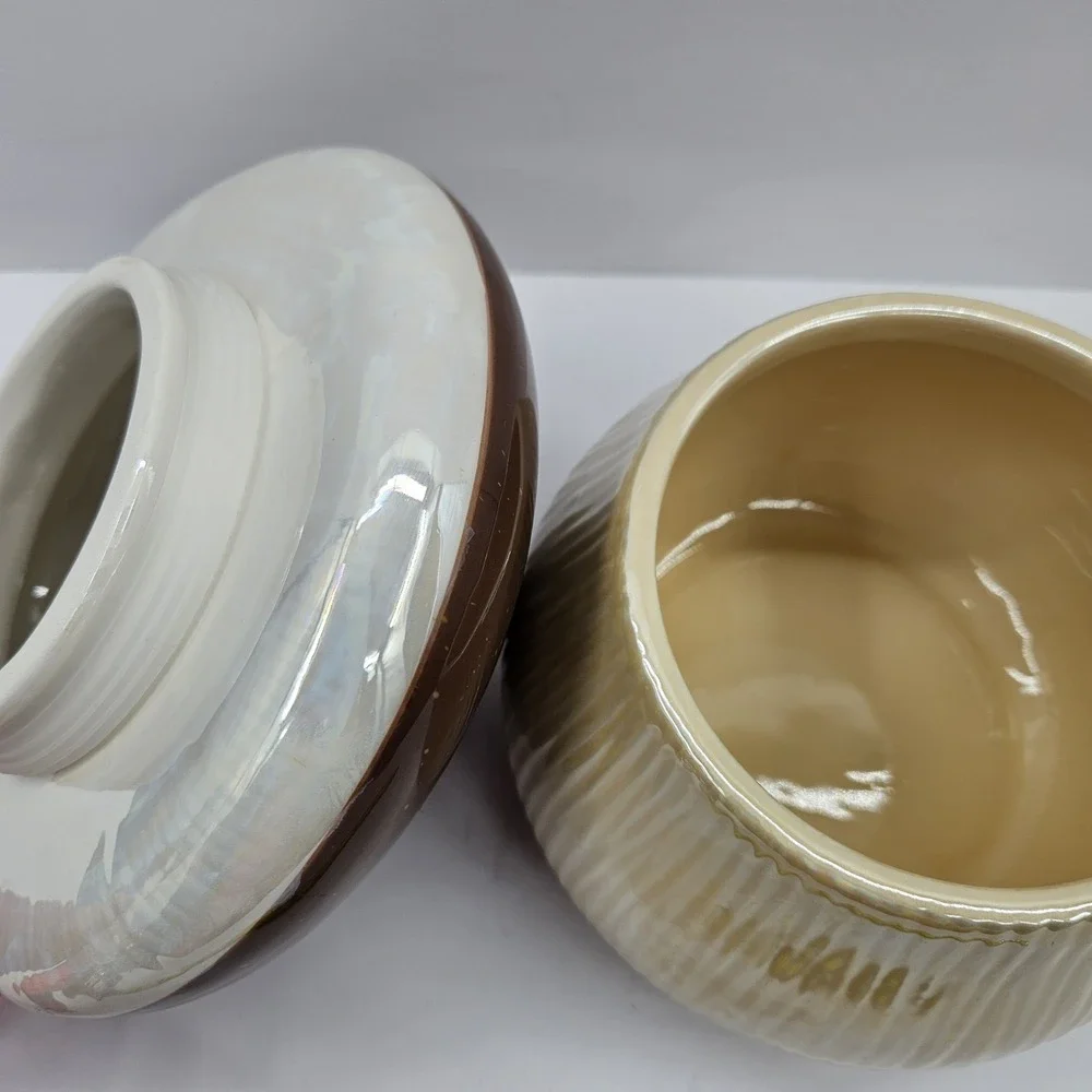 Brklyn Steel Co. Mushroom Jar/Canister Brown Speckled Cap W/‎ Cream Base/Stem